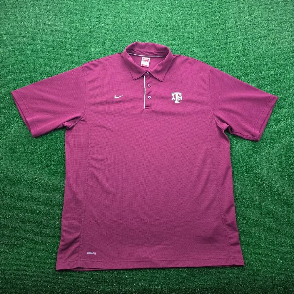 Texas A&M Aggies Polo‎ Shirt Mens 2XL Red Maroon Vintage Nike Team NCAA Football